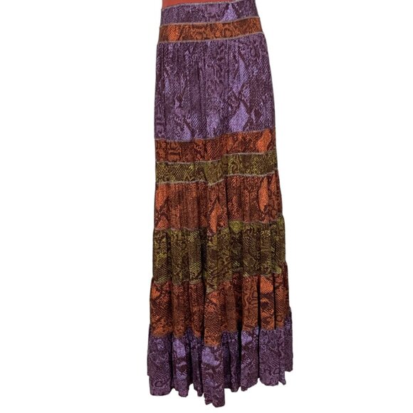 Anthropologie Colima Maxi Dress MP Petite Sleeveless Tiered Colorblock Fall - Picture 7 of 12